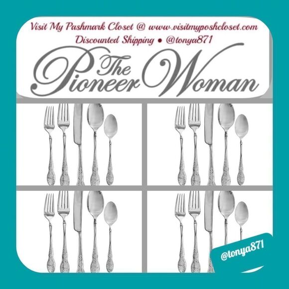 🦋 New Pioneer Woman Mazie 20-Piece Flatware/Silverware Set - Picture 1 of 9